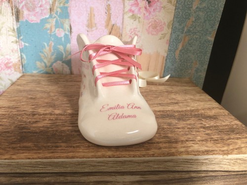 Personalized Photo Porcelain Bright White Baby Shoe Bootie Keepsake Newborn - Picture 4 of 10