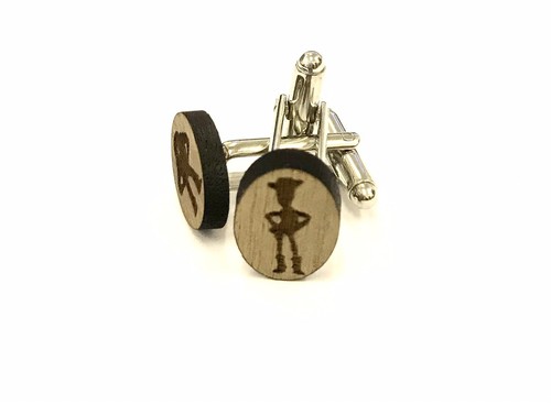 Buzz And Woody from Toystory Engraved Cufflinks In Walnut Wood With Gift Box - Picture 7 of 11