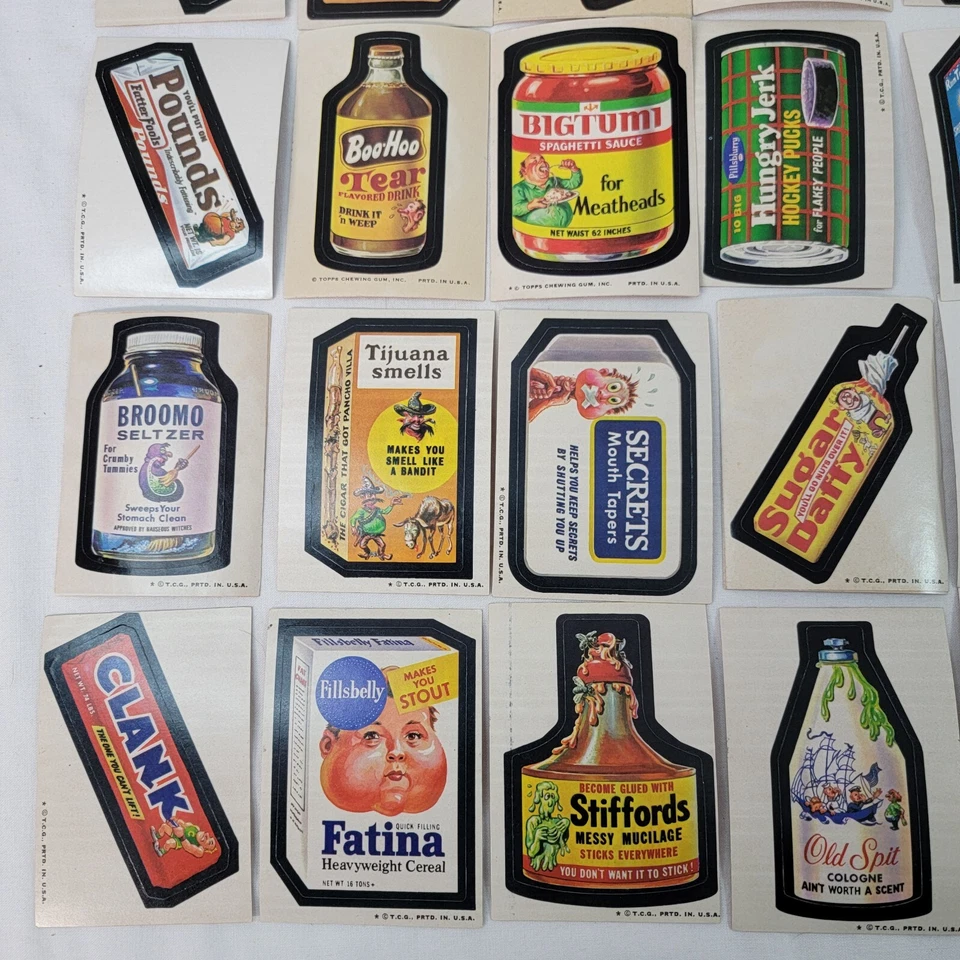 LOTE 1973 Topps Wacky Packages 56 cartas todo bronceado trasero (2) Run Tonys algunos dups Foto 2 de 4