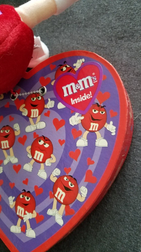 M&M's Galerie Valentines Red Plush Character Stuffed Toy w/ Heart Shape Box New - Picture 11 of 19