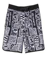 Quiksilver Boys Size 3 Everyday Scallop Black Tribal Drawstring Boardshorts NEW