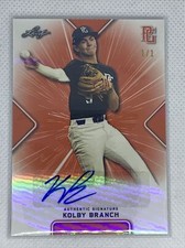 2021 LEAF PERFECT GAME ORANGE PAPER REFRACTOR KOLBY BRANCH RC AUTO # 1/1
