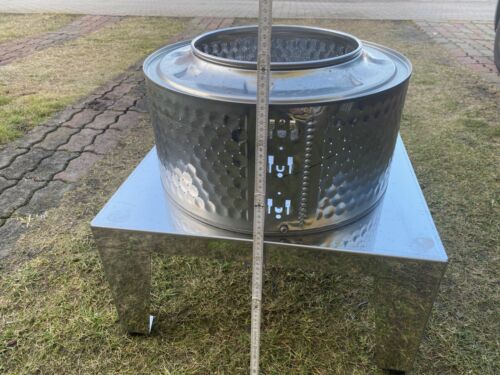 Waschmaschinentrommel mit 50 cm Edelstahlpodest, Feuerstelle Fackel Feuerschale - Bild 11 von 11