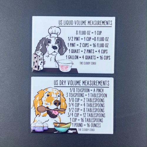 English Setter Dog Measuring Chart Magnet Set Kitchen Cooking Baking Guide Gift - Picture 9 of 12