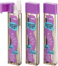 HB 2 Mechanical 0.9mm Lead Pencil and Eraser Refills, 20 Lead 6 Erasers per Tube