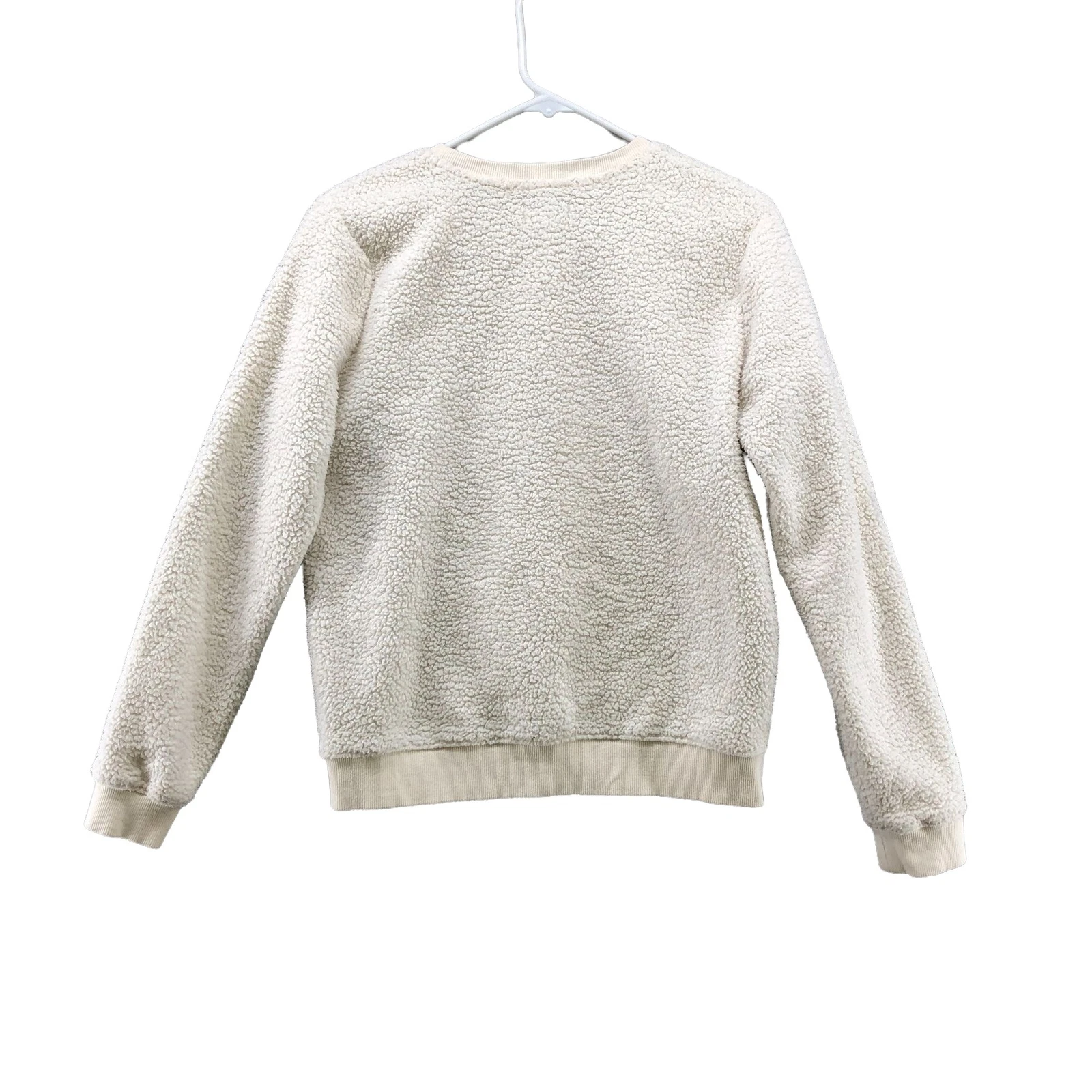 OFF WHITE Maglione sherpa Lucky Brand donna S avorio girocollo pullover felpa morbido