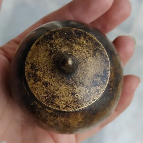 Antica teiera vintage Cina vecchia collezione rame zodiaco intaglio barattolo conservazione - Foto 5 di 23