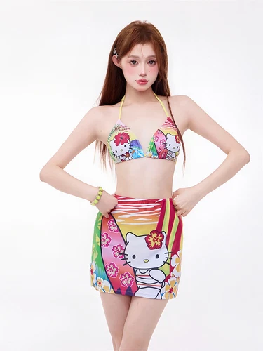 Damen Kitty Bademode Bikini Höschen 3 Stück Sexy Kitty Katze Unterwäsche BHs - Bild 2 von 12