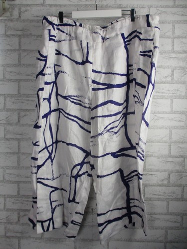 Taking Shape women 2 pc set jemima linen tunic top 22 &crop pant 24 white/purple - Picture 2 of 19