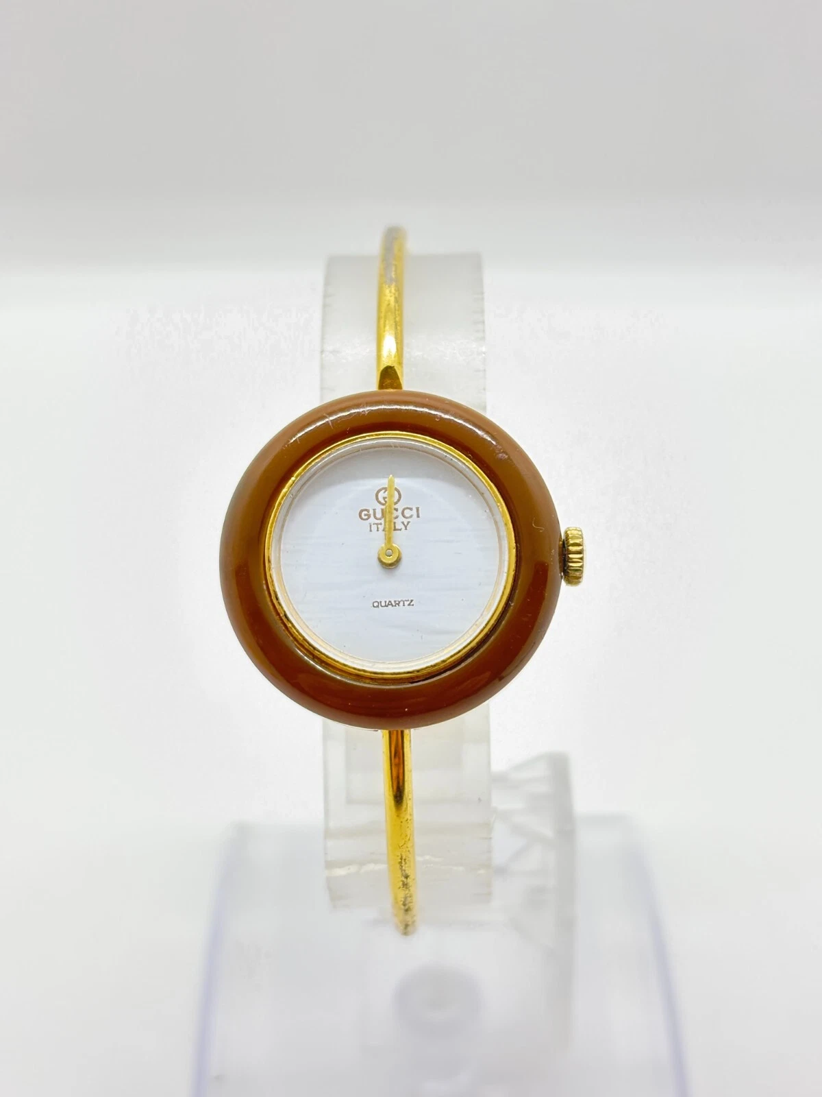 [Exc+3] Montre Gucci 11/12.2 Lunette Change Marron Vintage Occasion Fonctionne F/S