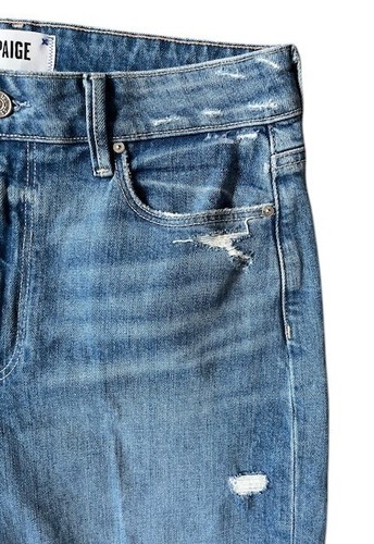 PAIGE Women's Anessa High Waist Raw Hem Ankle Blue Jeans Distressed 30 $239 NWT - Picture 8 of 17