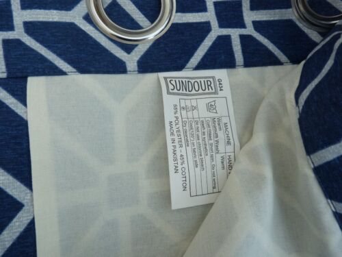 Sundour Tende Moderne Fantasia Blu Anello Foderato Goccia 55" Larghezza 46" - Foto 3 di 4