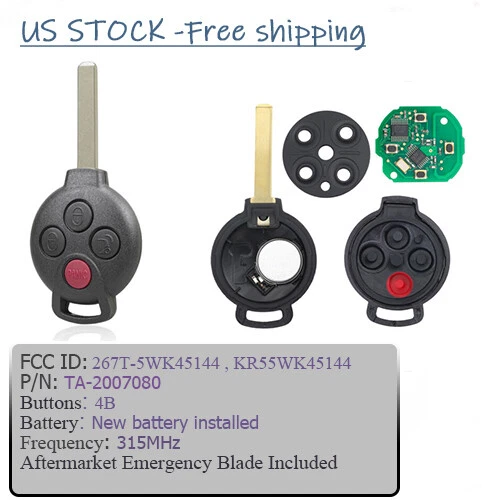 Keyless Entry Remote key Fob for Mercedes-Benz Smart Fortwo Forfour 2005-2015 4B - Imagem 2 de 4