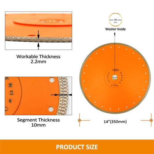 7-9 inch Diamond Turbo Saw Blade X-Meah Cutting Disc Cut Porcelain Ceramic Tile - Picture 17 of 17