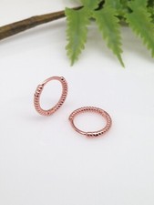 925 Sterling Silver Twisted Rope Huggie Hoop Earrings Rose Gold 13mm/11mm x1.2mm