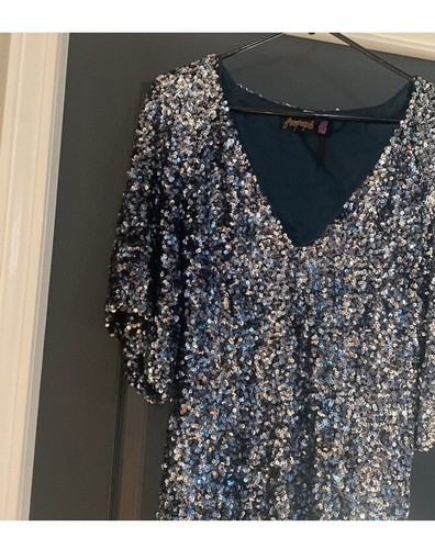 Free People Paillettenkleid klein Party Urlaub Größe 10 120 $ - Bild 5 von 6