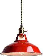 Industrial Modern Pendant Light Kitchen Island Red Metal Barn Hanging Light
