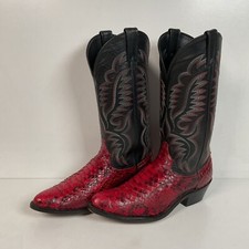 Vintage Laredo Python Snakeskin Cowboy Boots USA Made Red Men s 8 D