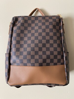 New Brown Faux Pebbled Leather Backpack