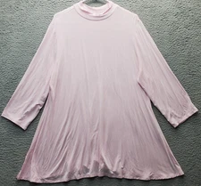 H by Halston Essentials Tunic Top Womens XL Pink Stretch Side Slit Mock Neck