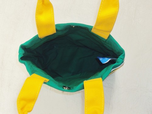 Canvas Mini Tote For Girls 100% Cotton, Kelly Green w/Gold & White Accent ~ G802 - Picture 3 of 12