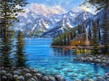 Art Wall Art Lake scenery oil painting HD Giclee Printed on Canvas