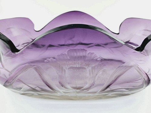 Art Nouveau - grande giardiniere, viola con fiori. Moser, Karlovy Vary, 1900 circa. - Foto 3 di 6