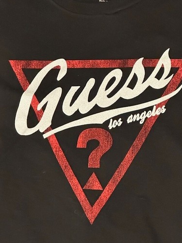 Black Guess Los Angeles with Red Triangle Logo T-shirt Sz M - Picture 2 of 3