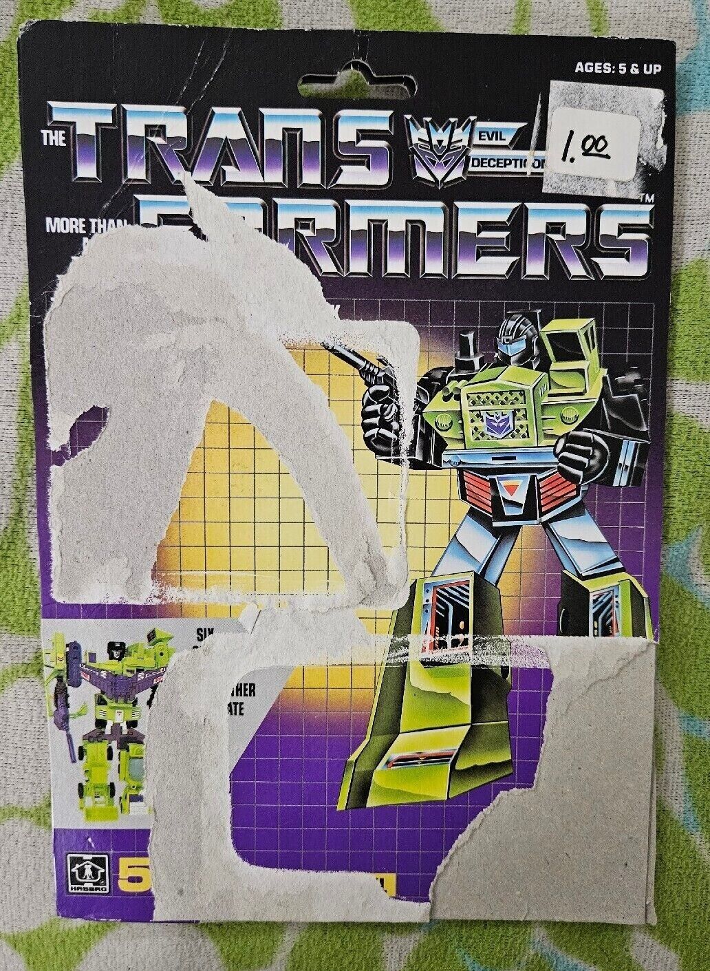 Transformers G1 Long Haul Backer Card 1985 Free Shipping