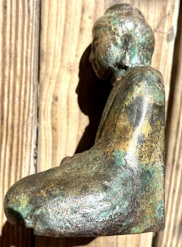 Cast Iron Buddha Kamakura Daibutsu Japanese Bronze Vertgris Garden Statue 8” - Picture 7 of 12