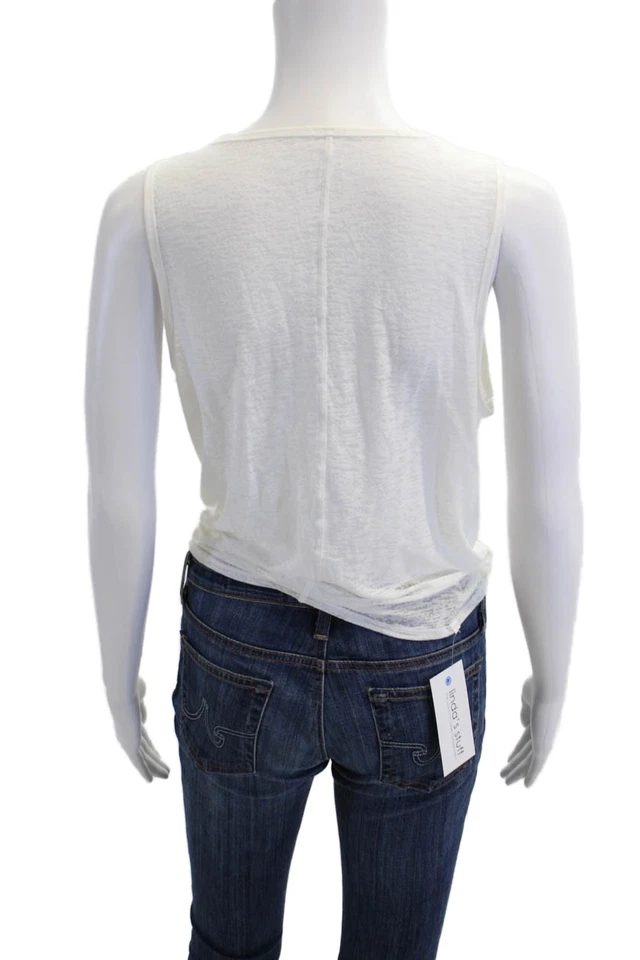 Camiseta sin mangas Lululemon para mujer con nudo frontal estampado cuello redondo blanca talla 0 Foto 3 de 4