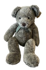 Russ Bears from the Past Gray Ashley Bear Plush 13.5" Green Check Bow