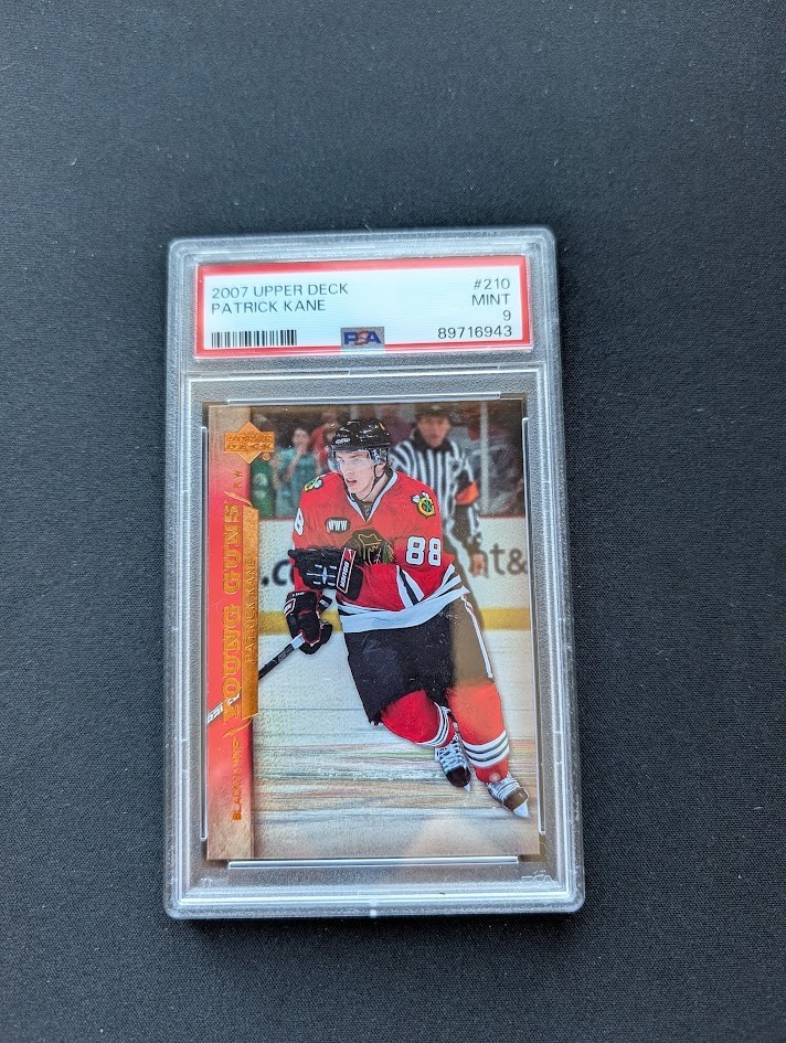 2007 UPPER DECK #210 PATRICK KANE YOUNG GUNS RC ROOKIE PSA 9 CHICAGO BLACKHAWKS