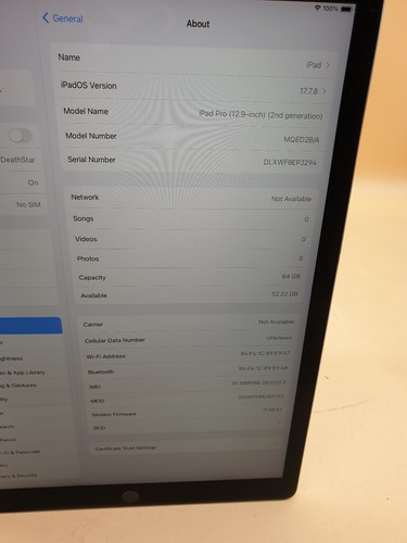Apple iPad Pro 2nd Gen. 64GB, Wi-Fi + CELLULAR , 12.9" - Space Grey ,SL18 - Picture 5 of 15