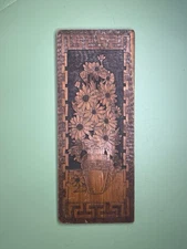 Pyography Flemish Folk Art Carved Wood Native American, EST Early 1900