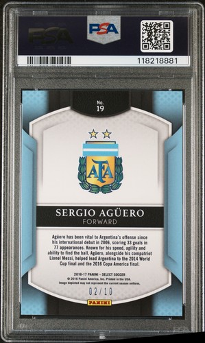 2016 Panini Select Sergio Aguero Gold Prizm #02/10 PSA 9 Mint - Picture 2 of 2