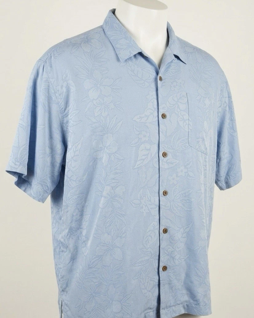 Tommy Bahama Mens 2XB Shirt Light Blue 100% Silk Floral Hawaiian Aloha Camp
Opens in a new window or