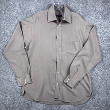 Ted Baker London Mens Tan Ribbed Stripe Button Front Dress Shirt Size 3 Medium