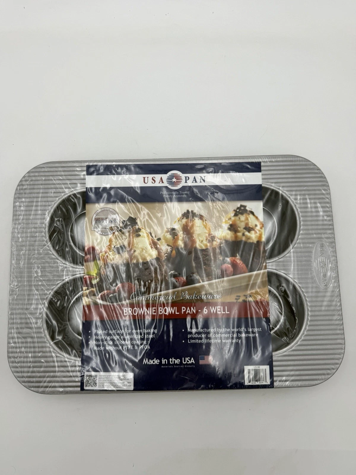 USA Pan Nonstick Brownie Bowl Pan, 6 Cup, Aluminized 6 Steel New Sealed