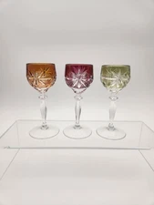cut to clear crystal cordial glasses.  set of 3.  5" tall