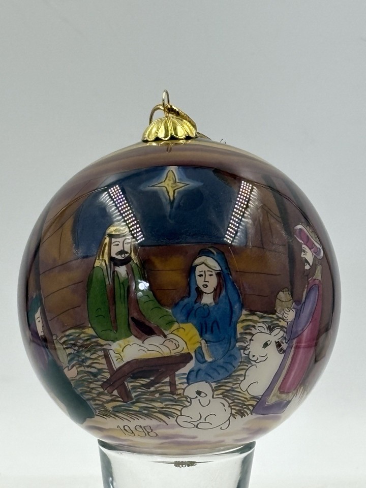 Christmas Ornament Li Bien Nativity 1998 Inside Painted Glass Ball W ...