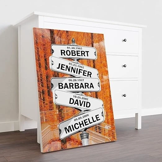 Personalized Canvas Name Sign Autumn Family Sign for Home Decor Names And Date - Image 2 of 4