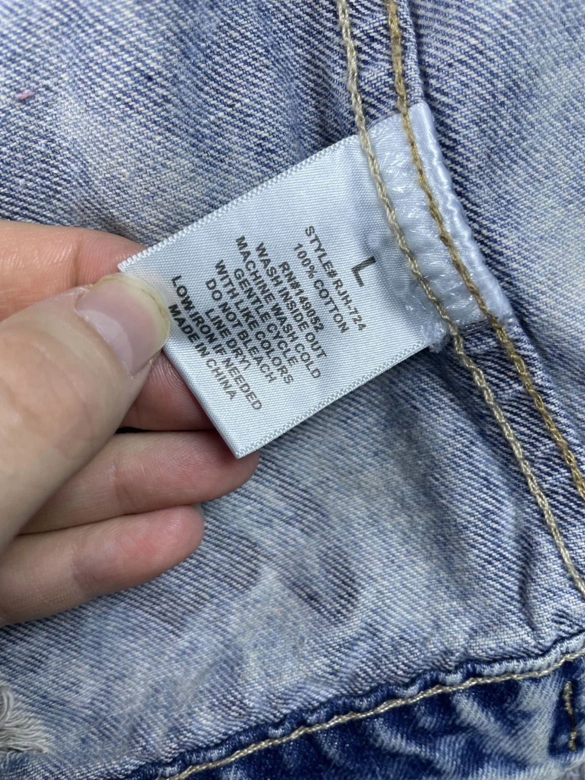 Fashion Nova Superb Jacket Mens Large Blue Denim Cotton Distressed Button Front image 5