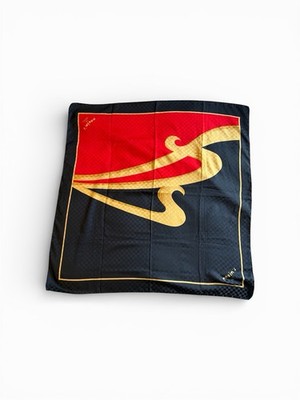 MAXIM S DE PARIS GORGEOUS SIGNATURE BLACK RED GOLD SCARF