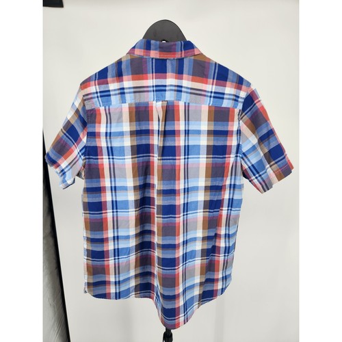 Eddie Bauer Mens Large Blue Plaid Short Sleeve Button Down Shirt Mesh Back Yoke - Picture 5 of 7