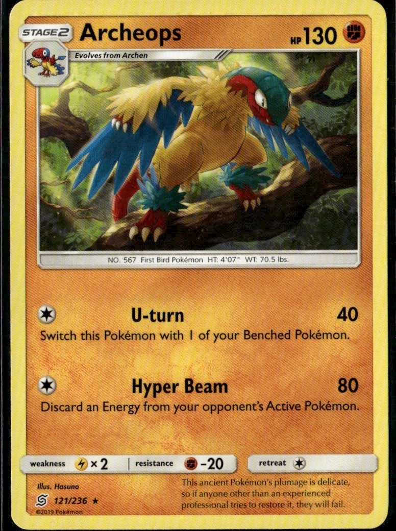 Archeops Rare SM Unified Minds 121/236 Fighting Pokemon Card