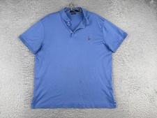 Polo Ralph Lauren Shirt Men Large Blue Short Sleeve Cotton Custom Slim Fit READ