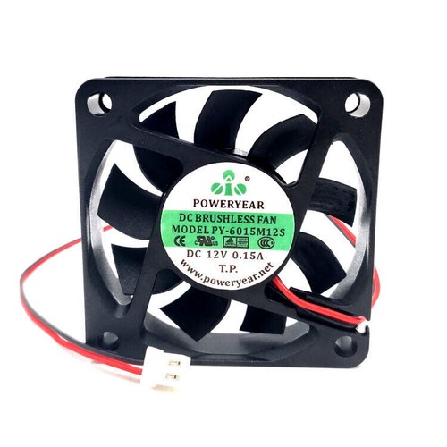 1pc PY-6015M12S 12V 0.15A 6015 6CM 2-wire chassis cooling fan - Afbeelding 4 van 10