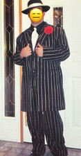 Men's Black/White Pinstripe 3 pc suit, Gangster Costume, 40R 46R