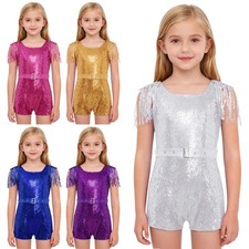 Kids Girls Dancewear Costume Bodysuit Dance Jumpsuit Evening Leotard Modern